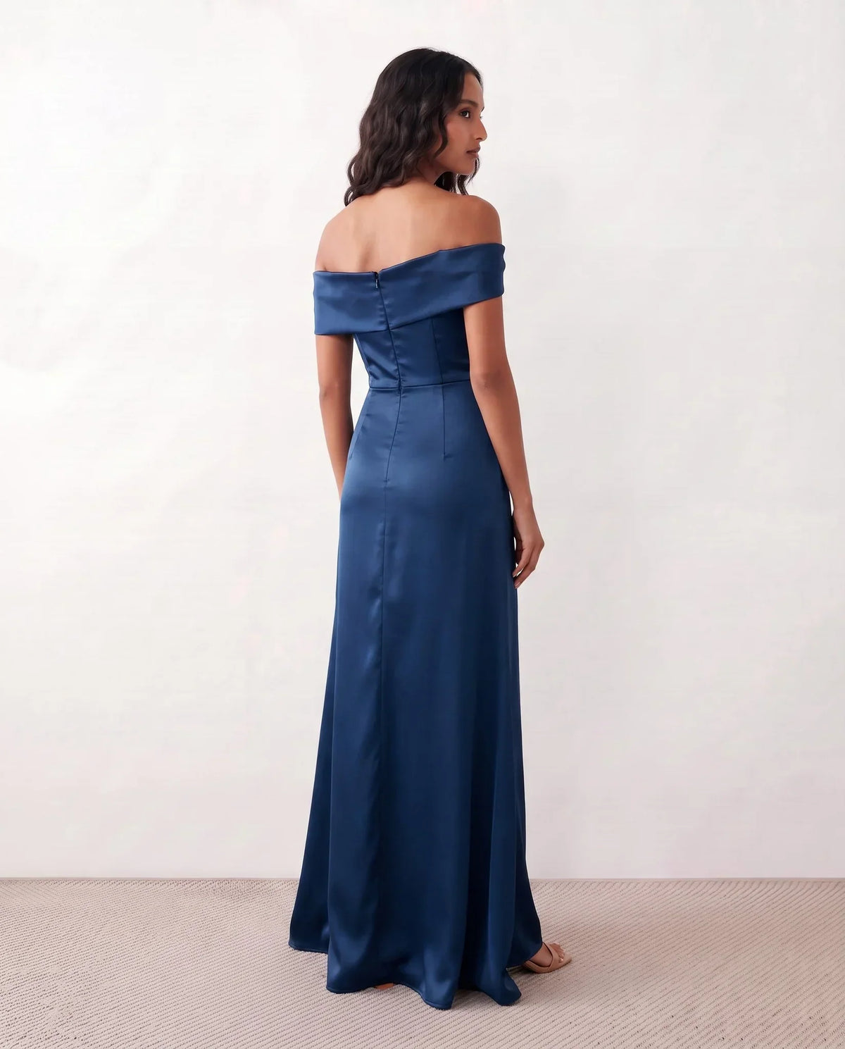 Women's Off Shoulder Maxi Dress Wedding Guest Dresses Glossy Finish