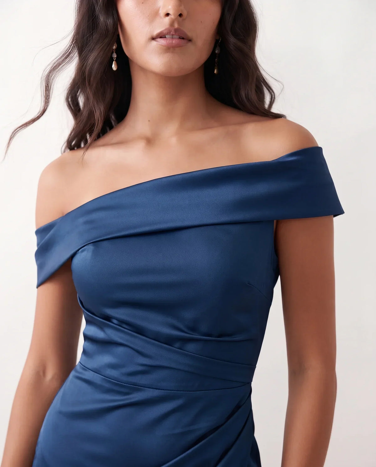 Women's Off Shoulder Maxi Dress Wedding Guest Dresses Glossy Finish