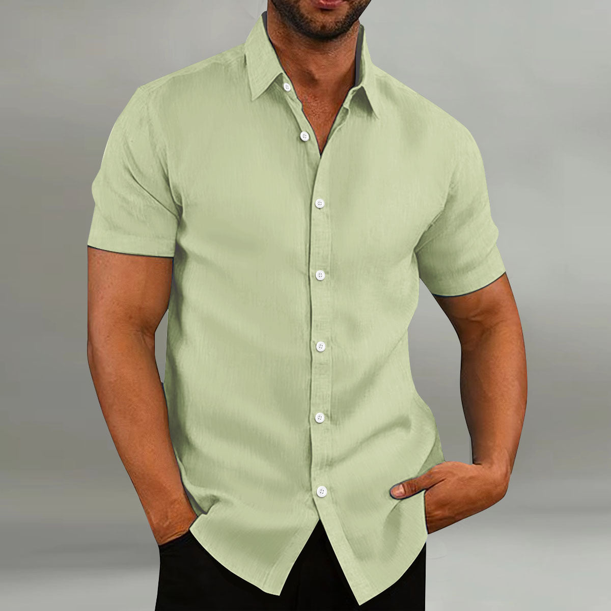 Men’s Short Sleeve Button Shirt Slim Fit