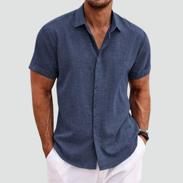Short-Sleeve Linen Shirt Men - Summer Casual