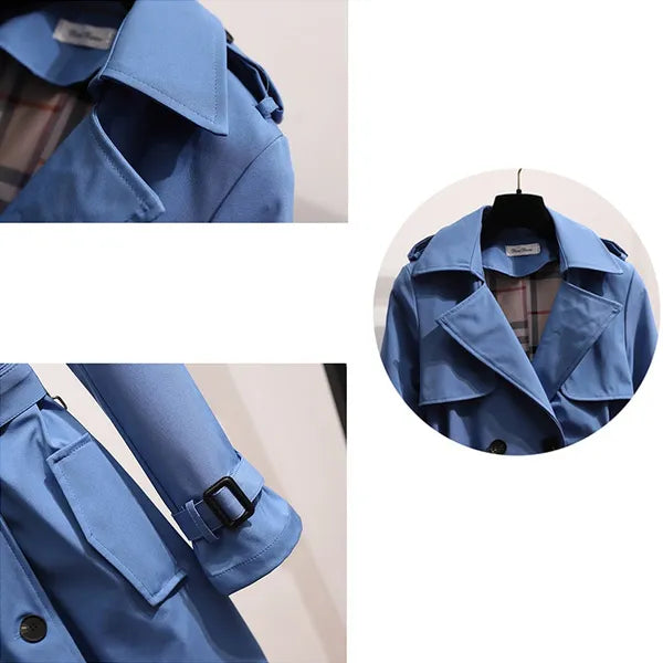 Long Ladies' Trench Coat with Double-Breasted Closure
