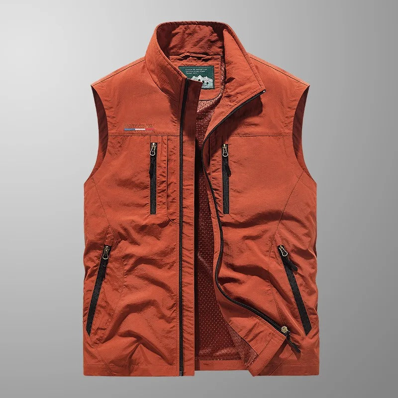 Men's Bodywarmer with Zip and Stand-Up Collar Outdoor Vest