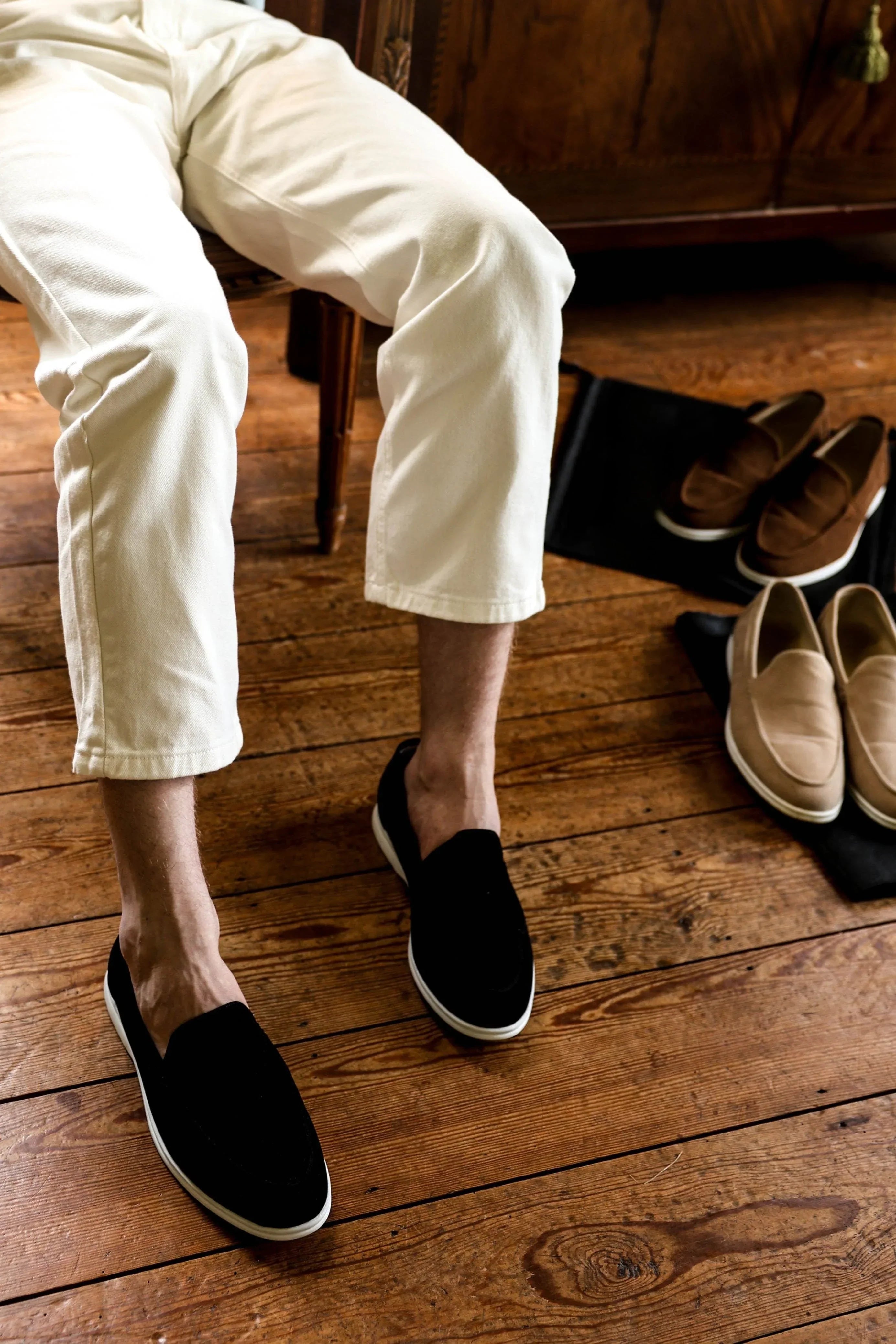 Men's Slip-On Loafers with Suede-Look Finish