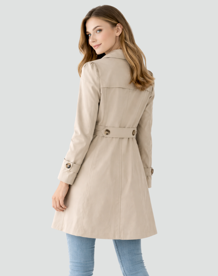 Trench Coat Ladies Slim Fit Lightweight Classic Notched Collar