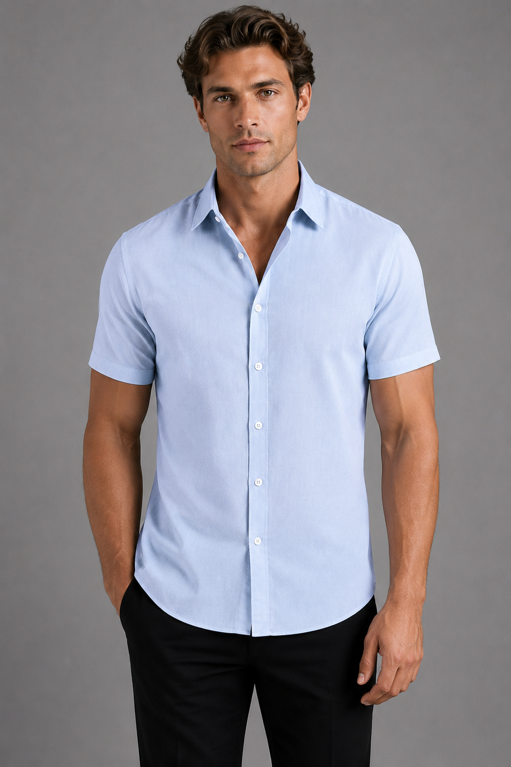 Men’s Short Sleeve Button Shirt Slim Fit