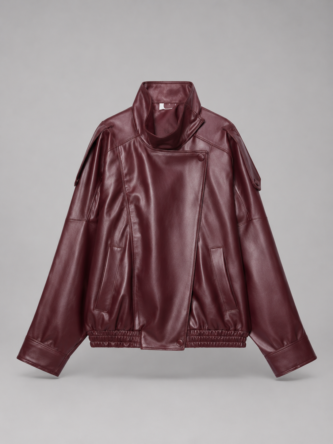 Women's Faux Leather Bomber Jacket for Autumn