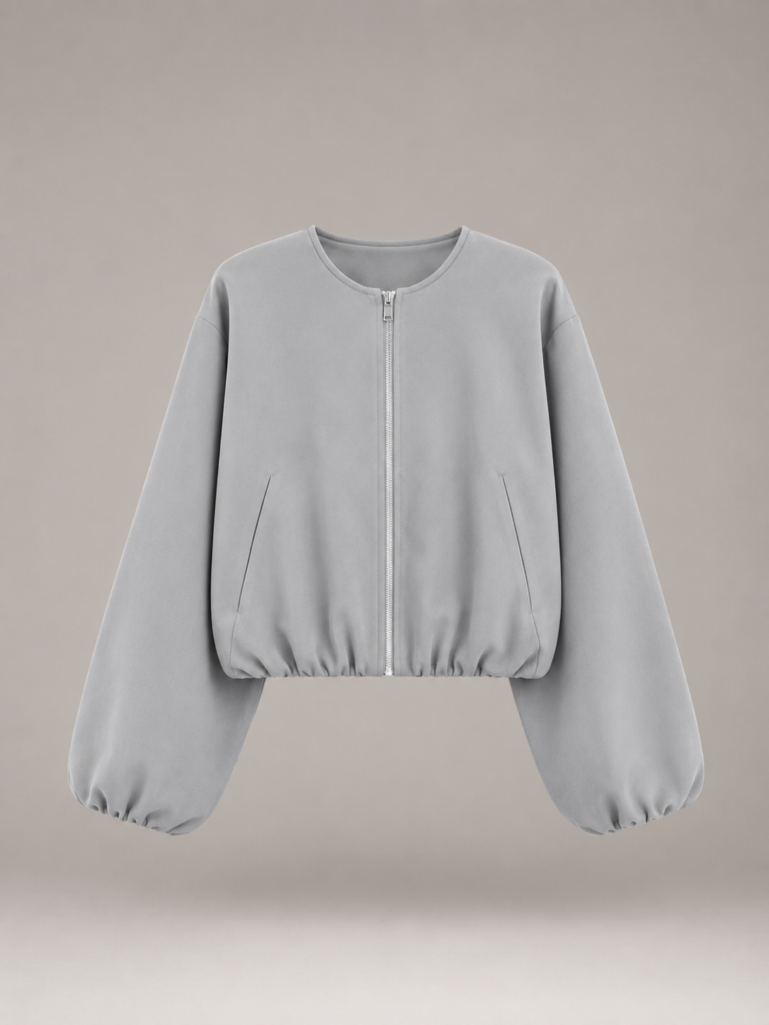 Short zip bomber jacket for women