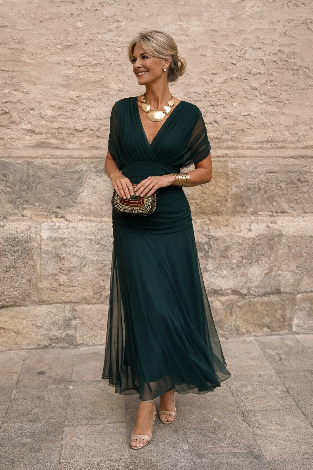 Women's Chiffon Maxi Dress V-Neck - Wedding Guest Dresses
