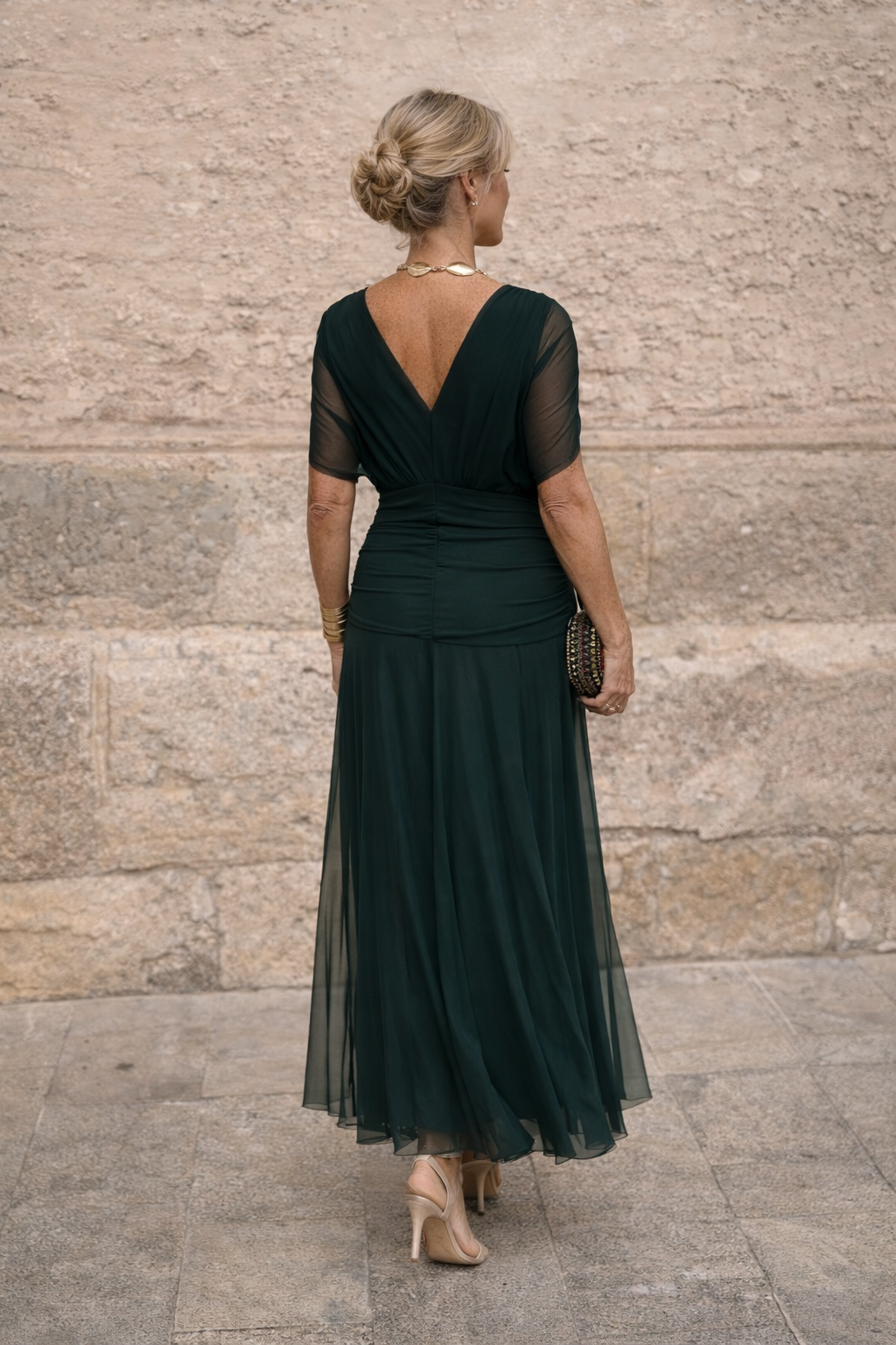 Women's Chiffon Maxi Dress V-Neck - Wedding Guest Dresses