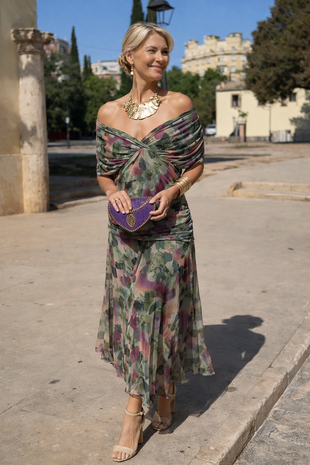 Women's Chiffon Maxi Dress V-Neck - Wedding Guest Dresses