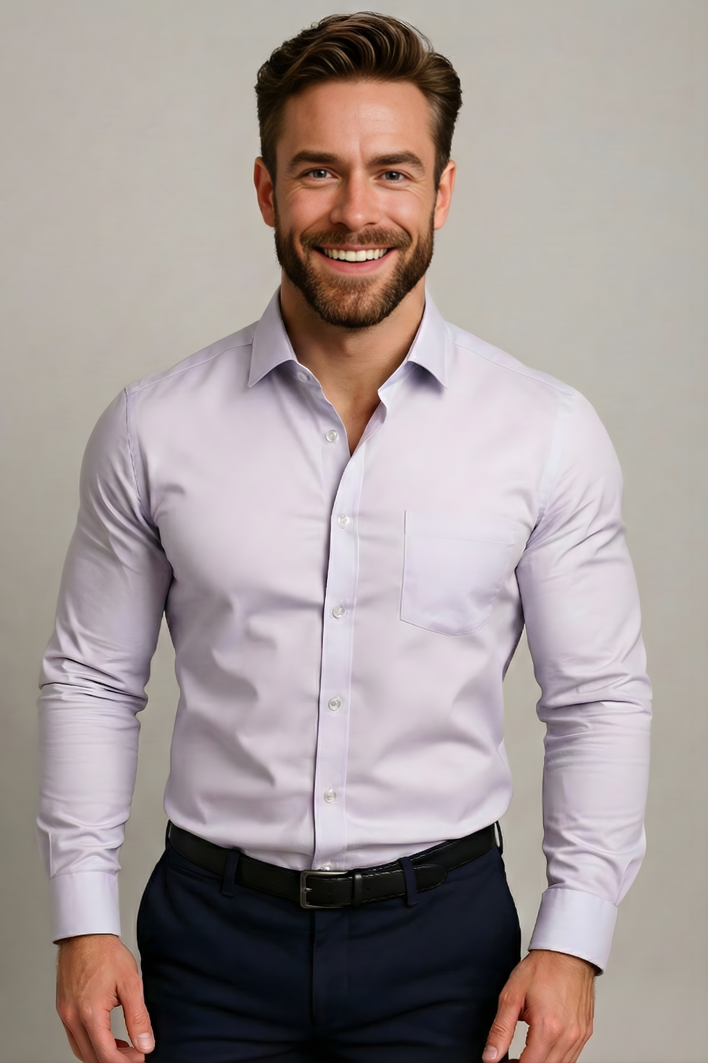 Men's Long-Sleeved Shirt, Structured Fit
