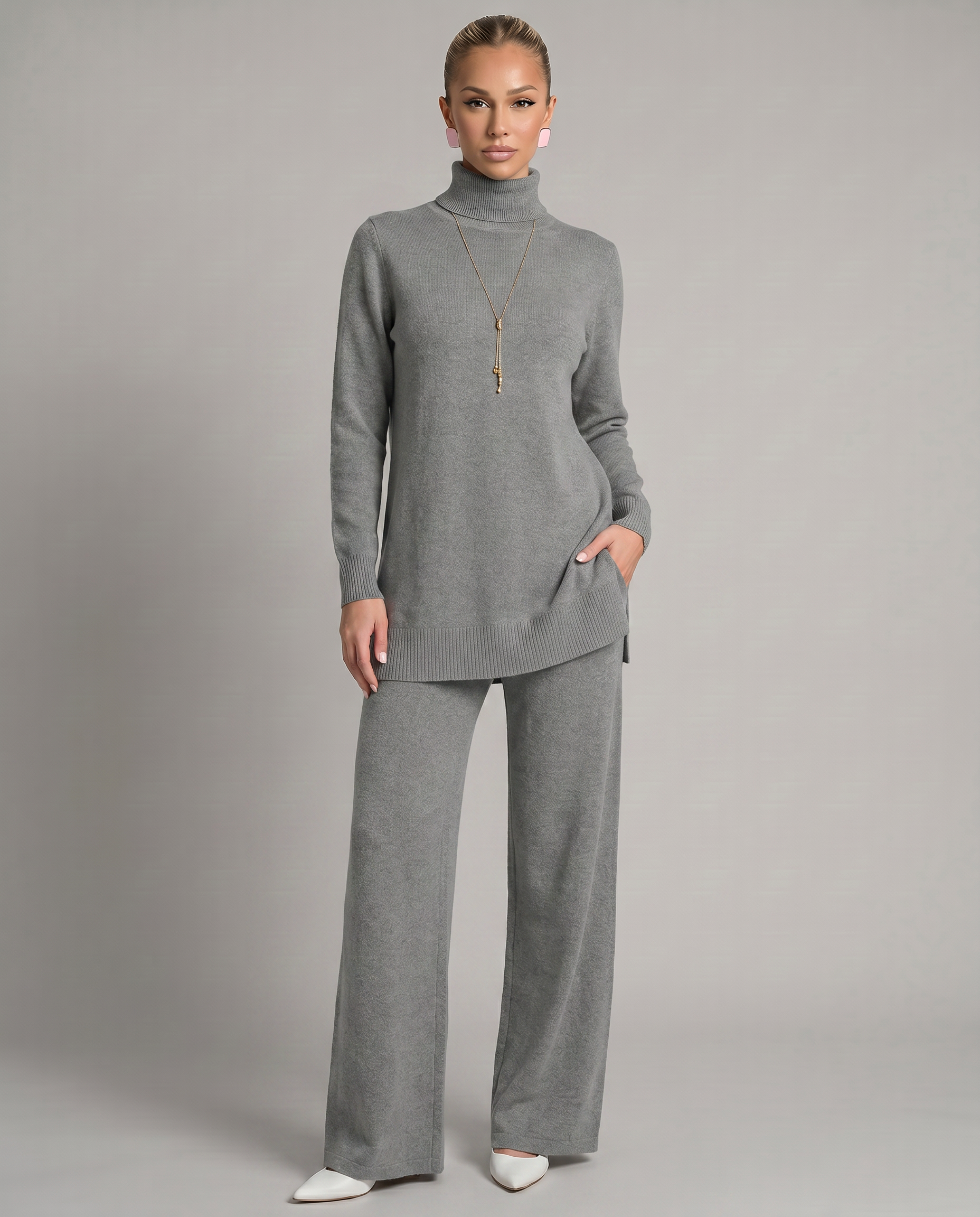 Women's Knit Two-Piece Set Turtleneck