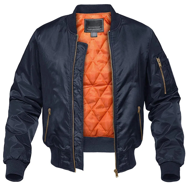 Padded Bomber Jacket for Men with Lined Zip Pockets