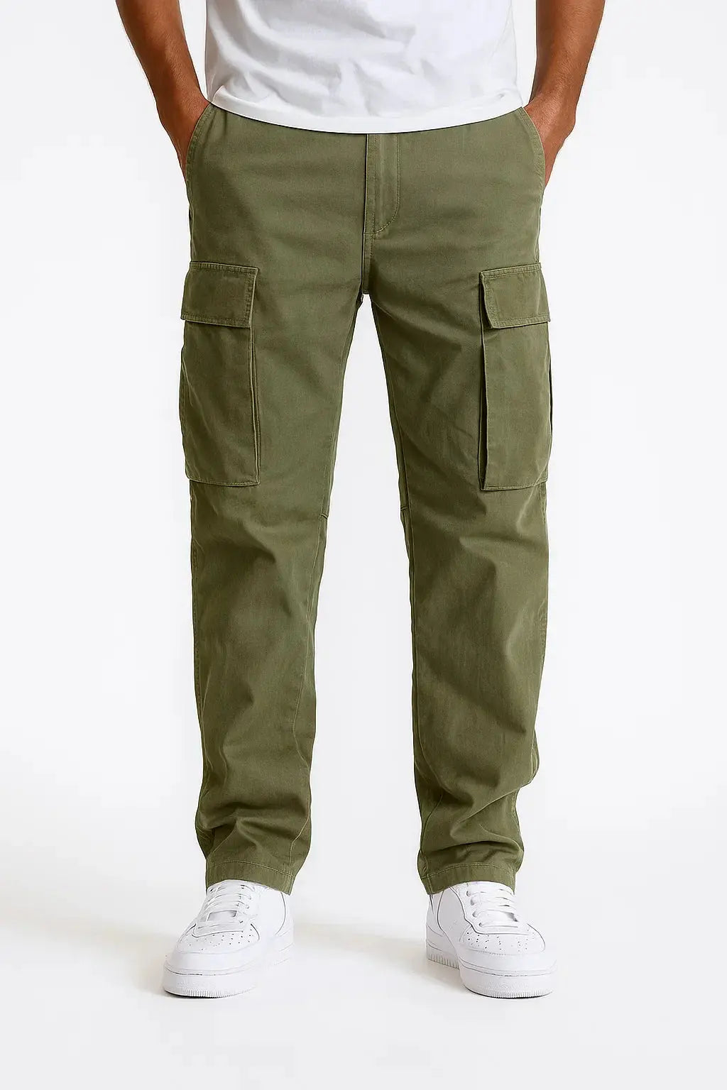 Men's Overalls Loose Fit Tactical Pants with Elastic Waist