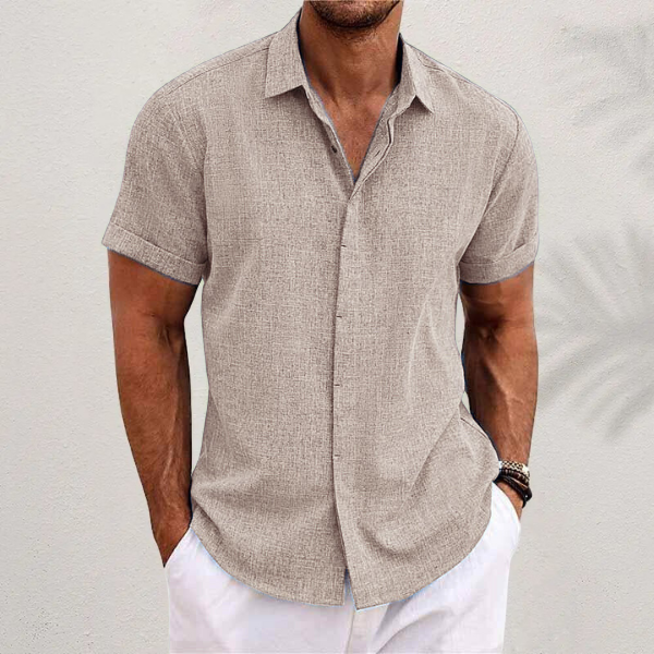 Short-Sleeve Linen Shirt Men - Summer Casual