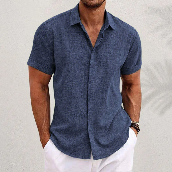 Short-Sleeve Linen Shirt Men - Summer Casual