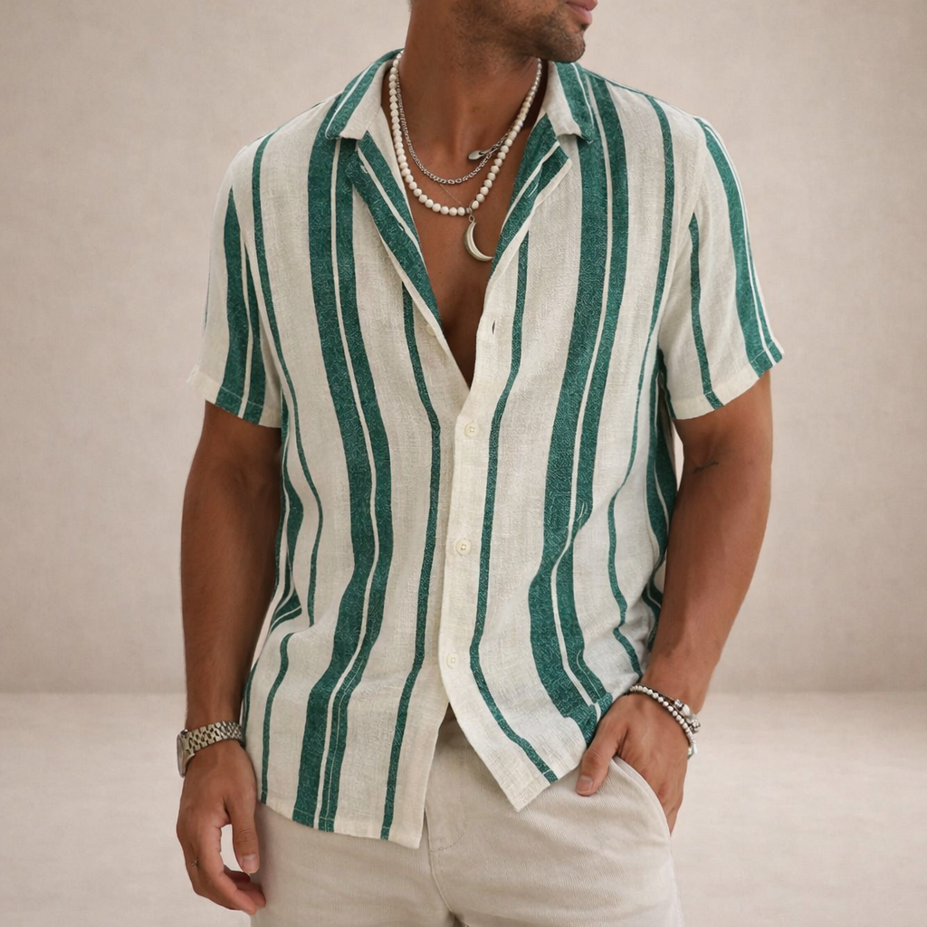 Men's Linen Striped Long Sleeve Shirt
