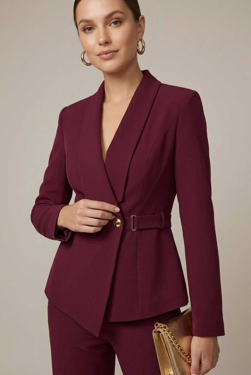 Women's V-Neck Long Sleeve Top - Wide Leg Trousers Two Piece Set