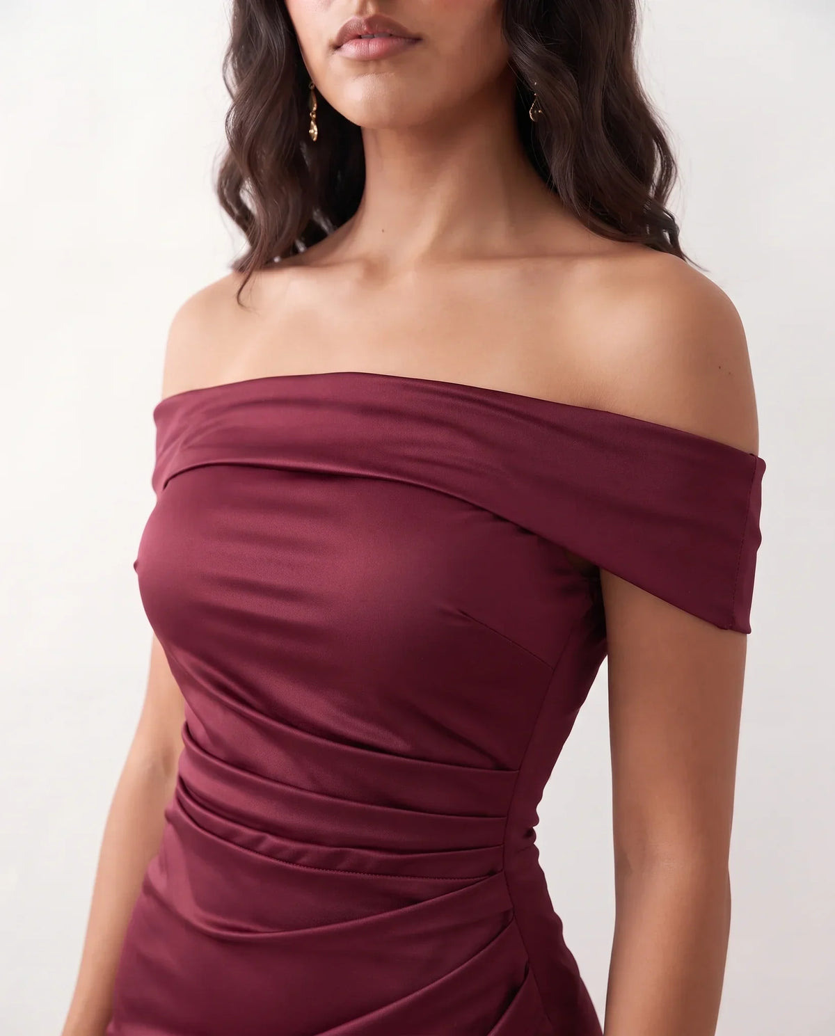 Women's Off Shoulder Maxi Dress Wedding Guest Dresses Glossy Finish