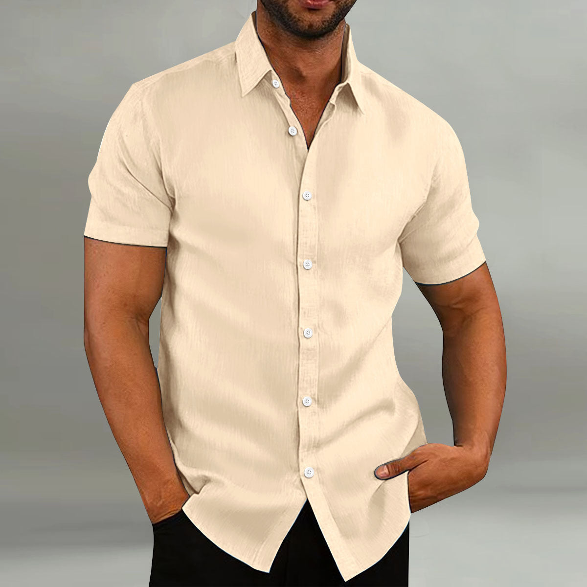 Men’s Short Sleeve Button Shirt Slim Fit