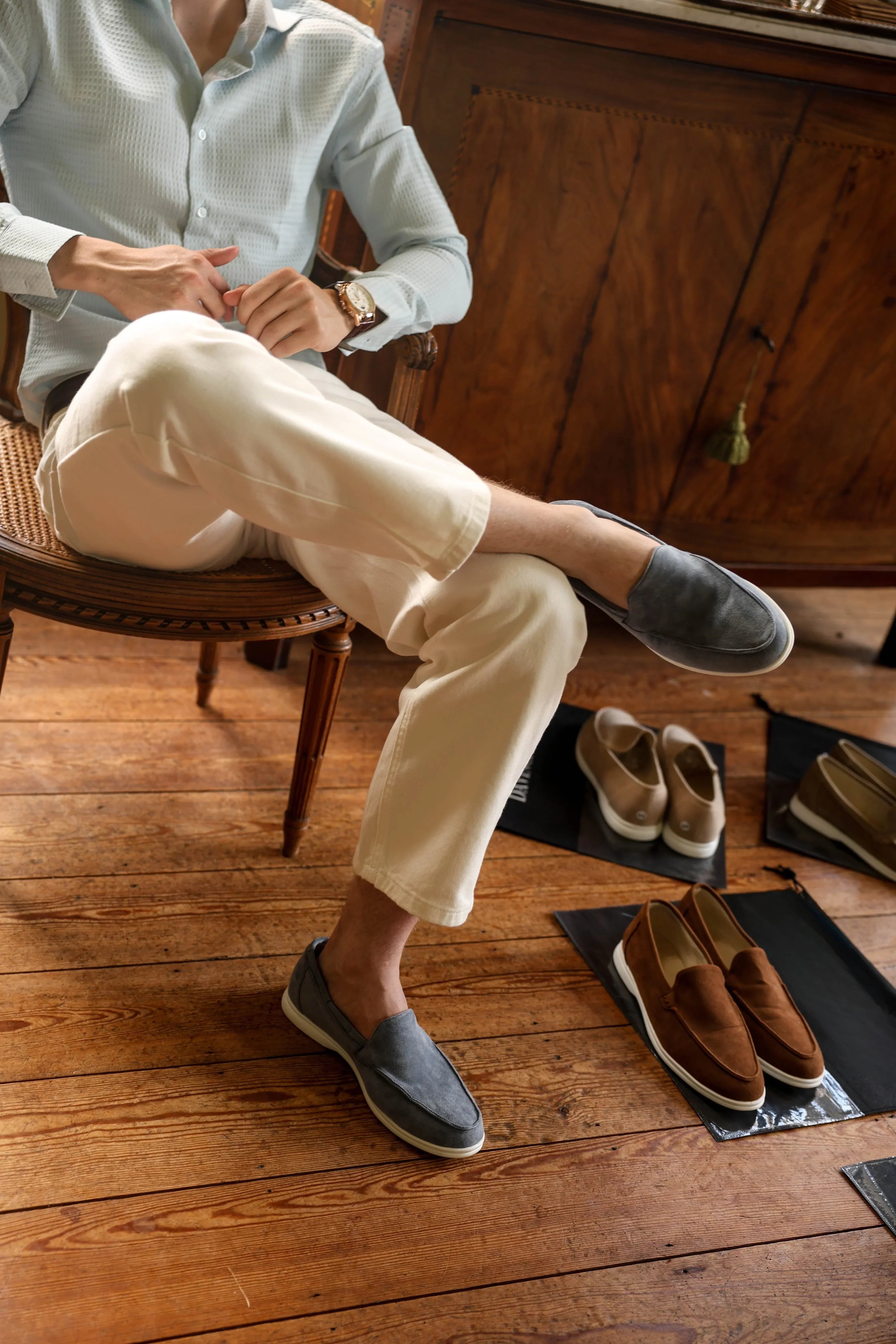 Men's Slip-On Loafers with Suede-Look Finish