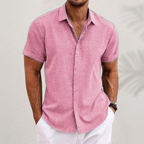 Short-Sleeve Linen Shirt Men - Summer Casual