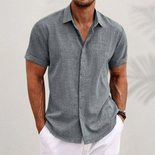 Short-Sleeve Linen Shirt Men - Summer Casual
