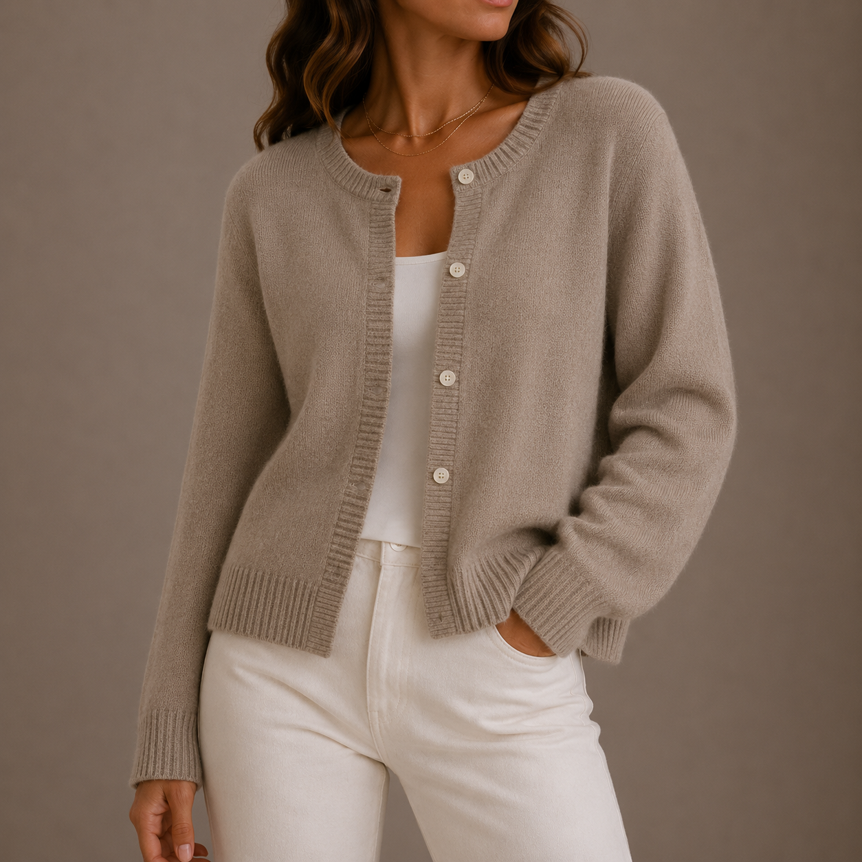 Women’s Knit Cardigan – Soft Button-Up Long Sleeve Round Neck Sweater