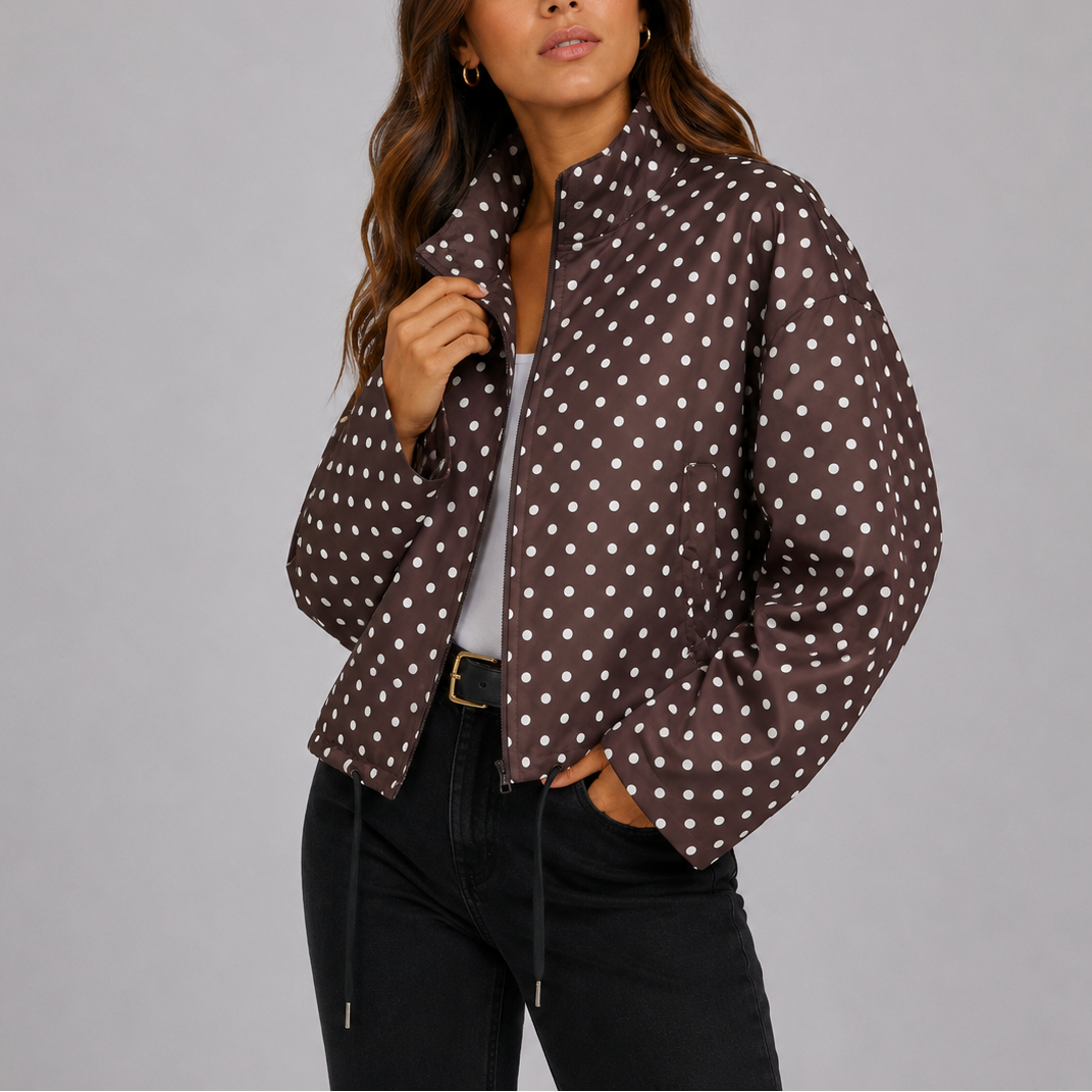 Women's Casual Polka Dot Bomber Jacket