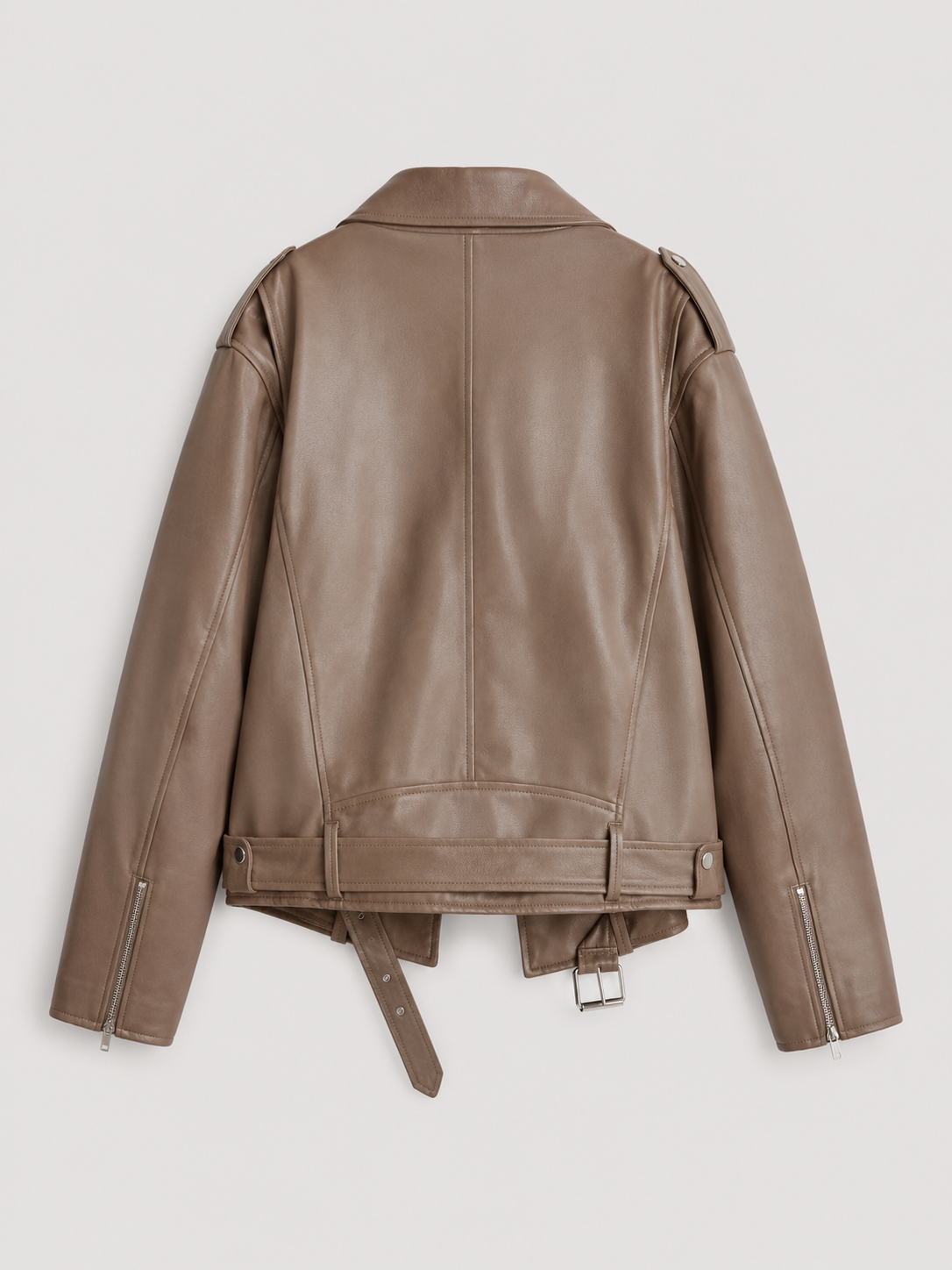 Oversized Biker Jacket in Synthetic Leather for Women