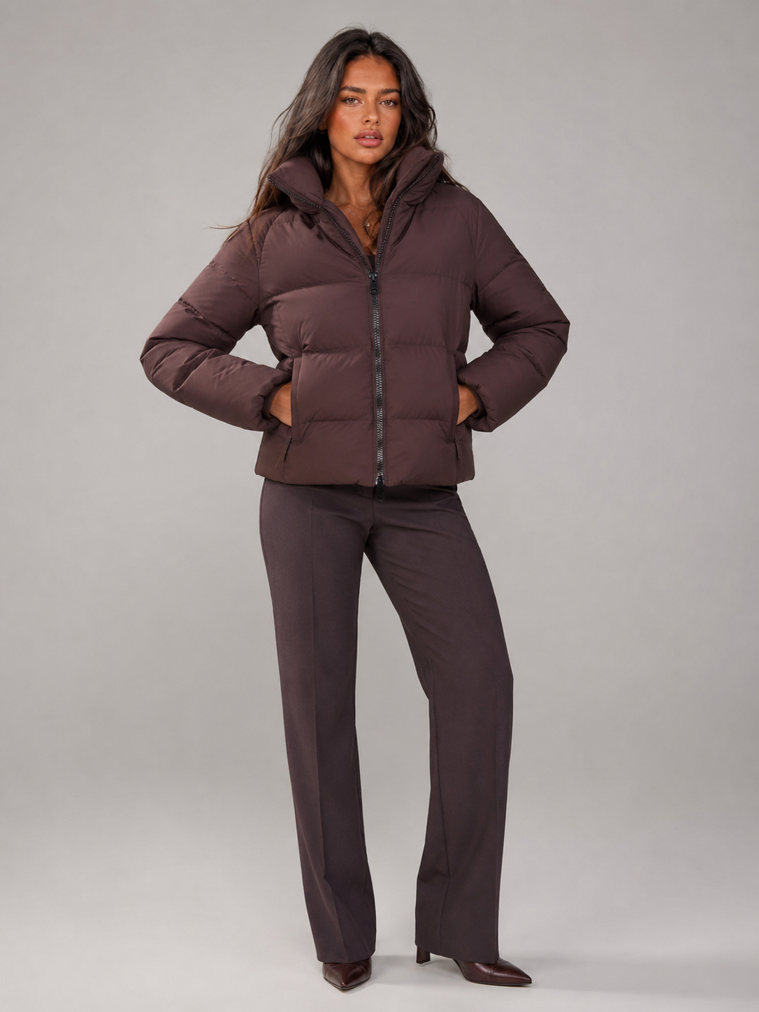 Front-zip Jacket with Belt for Women