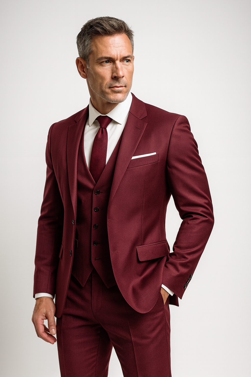 Men's Three-Piece Suit with Waistcoat and Trousers