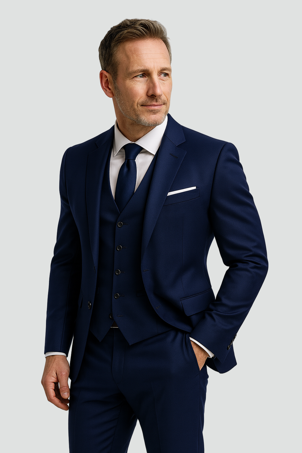 Men's Three-Piece Suit with Waistcoat and Trousers