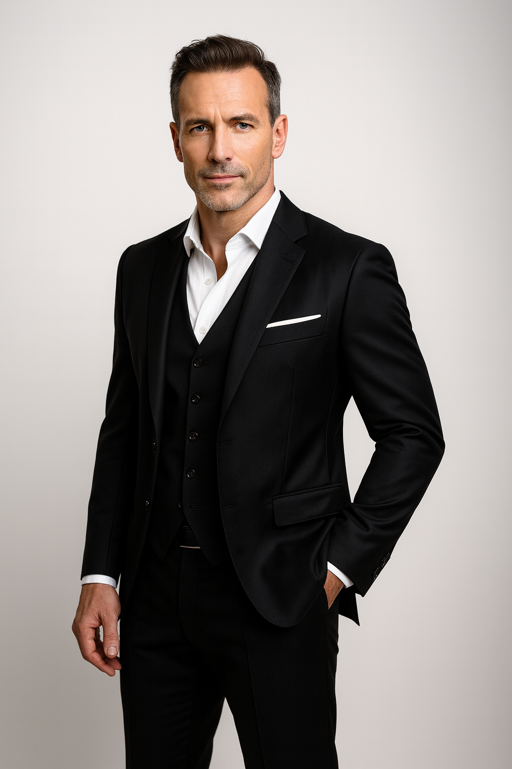 Men's Three-Piece Suit with Waistcoat and Trousers