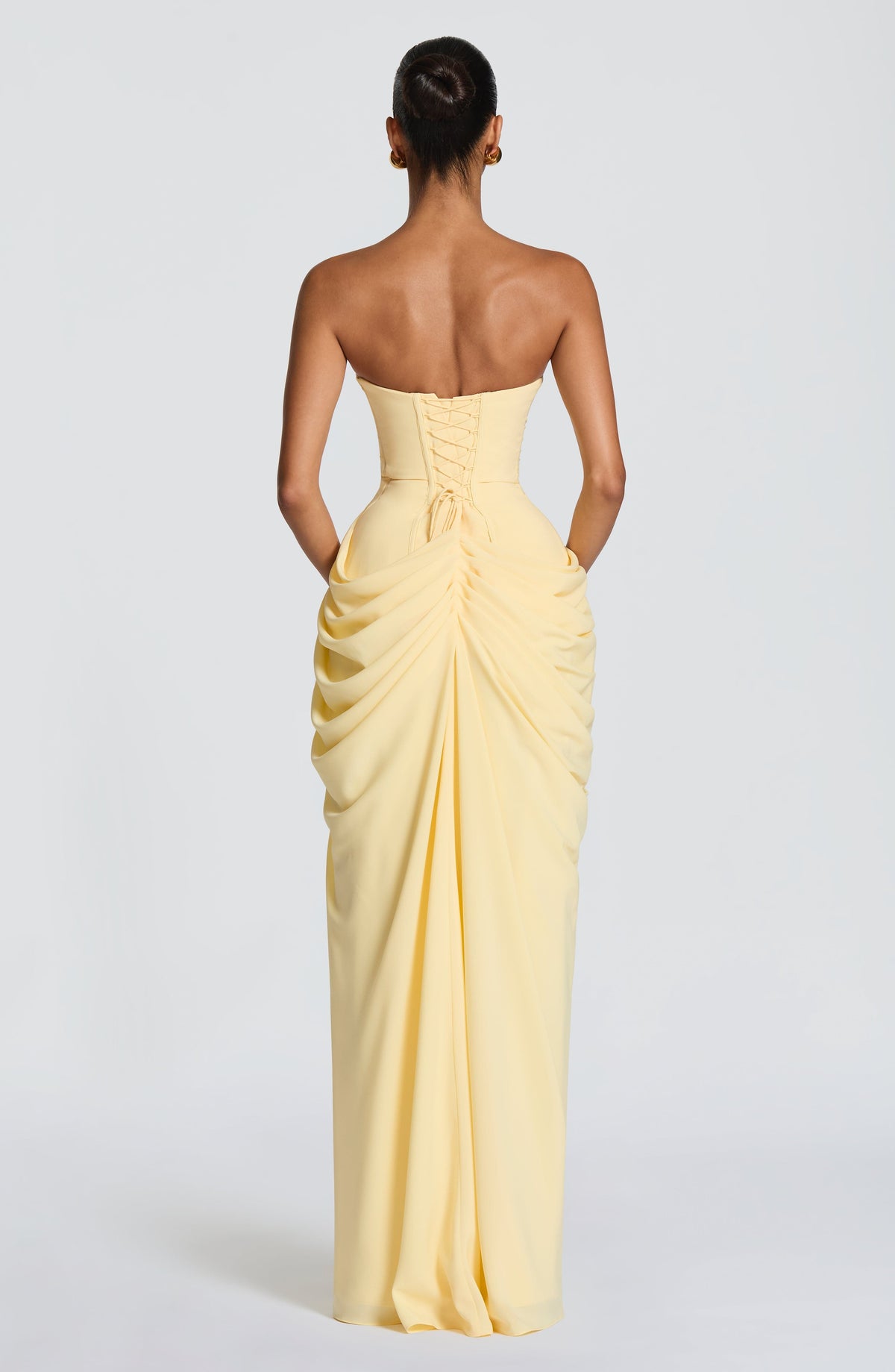 Strapless Maxi Dress with Ruched Waist for Women
