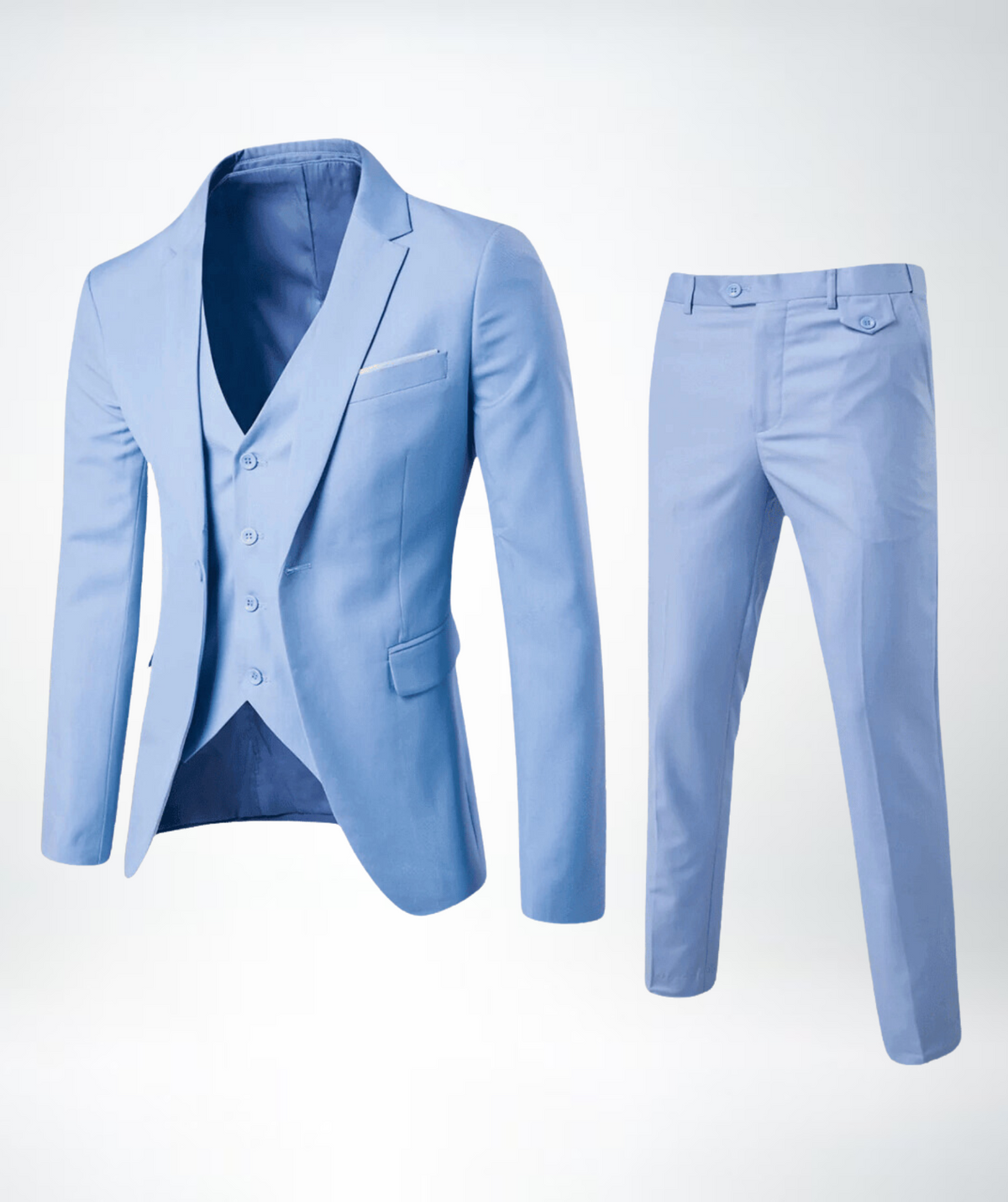 Men's Three-Piece Suit with Waistcoat and Trousers