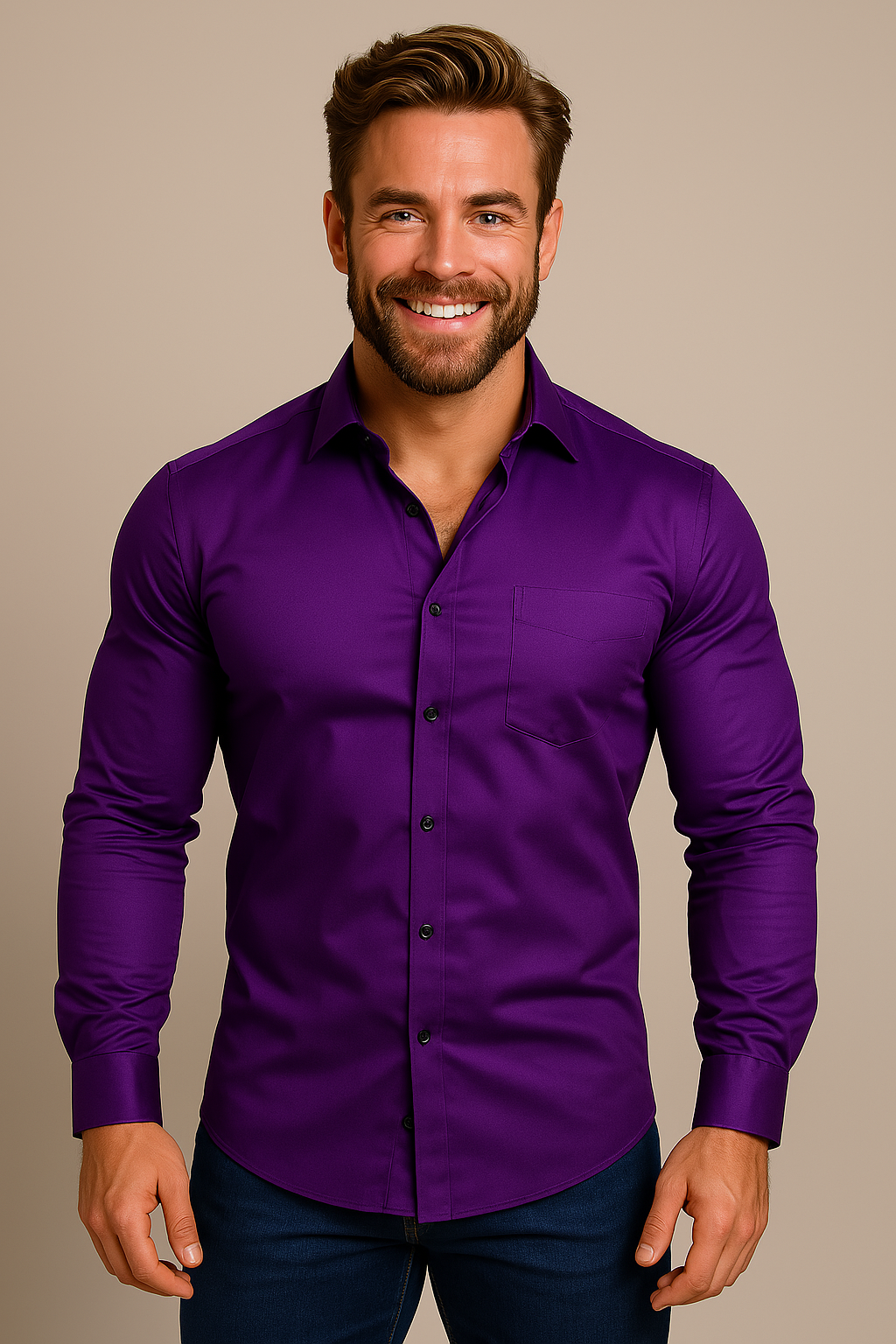 Men's Long-Sleeved Shirt, Structured Fit