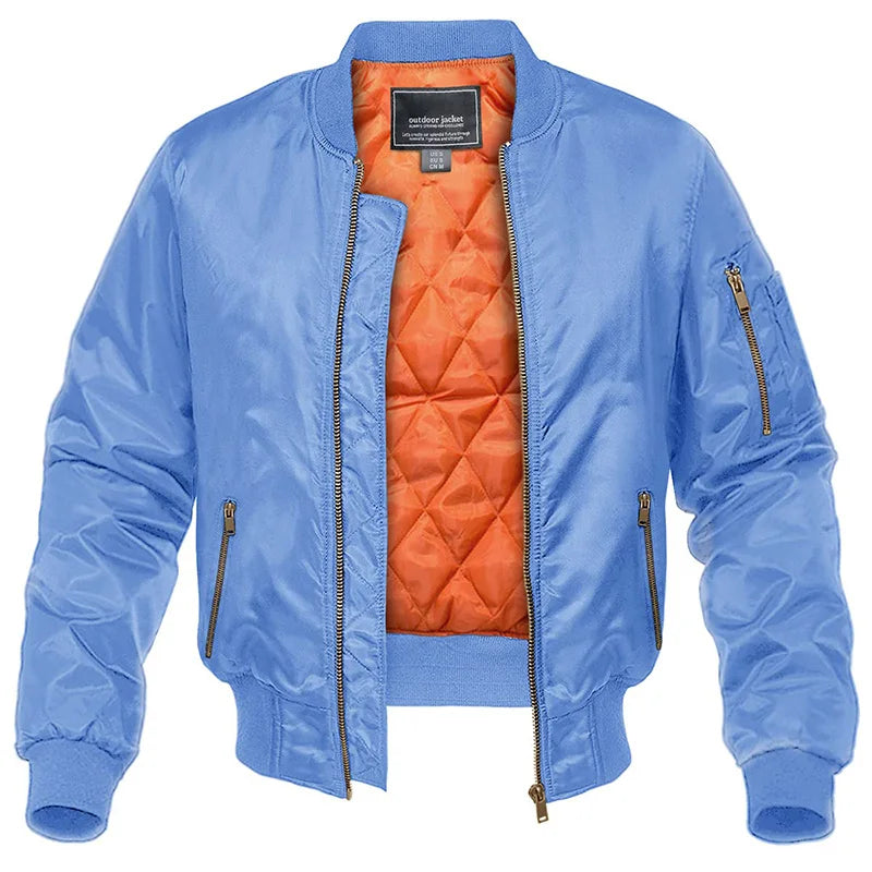 Padded Bomber Jacket for Men with Lined Zip Pockets
