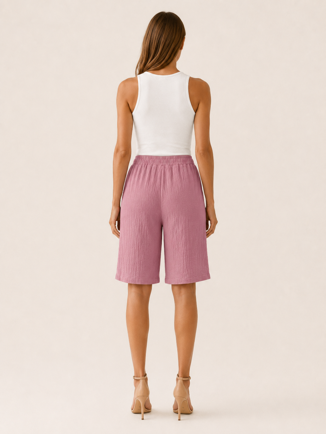 Women's Cotton Shorts Wide Leg Fit Drawstring Waist