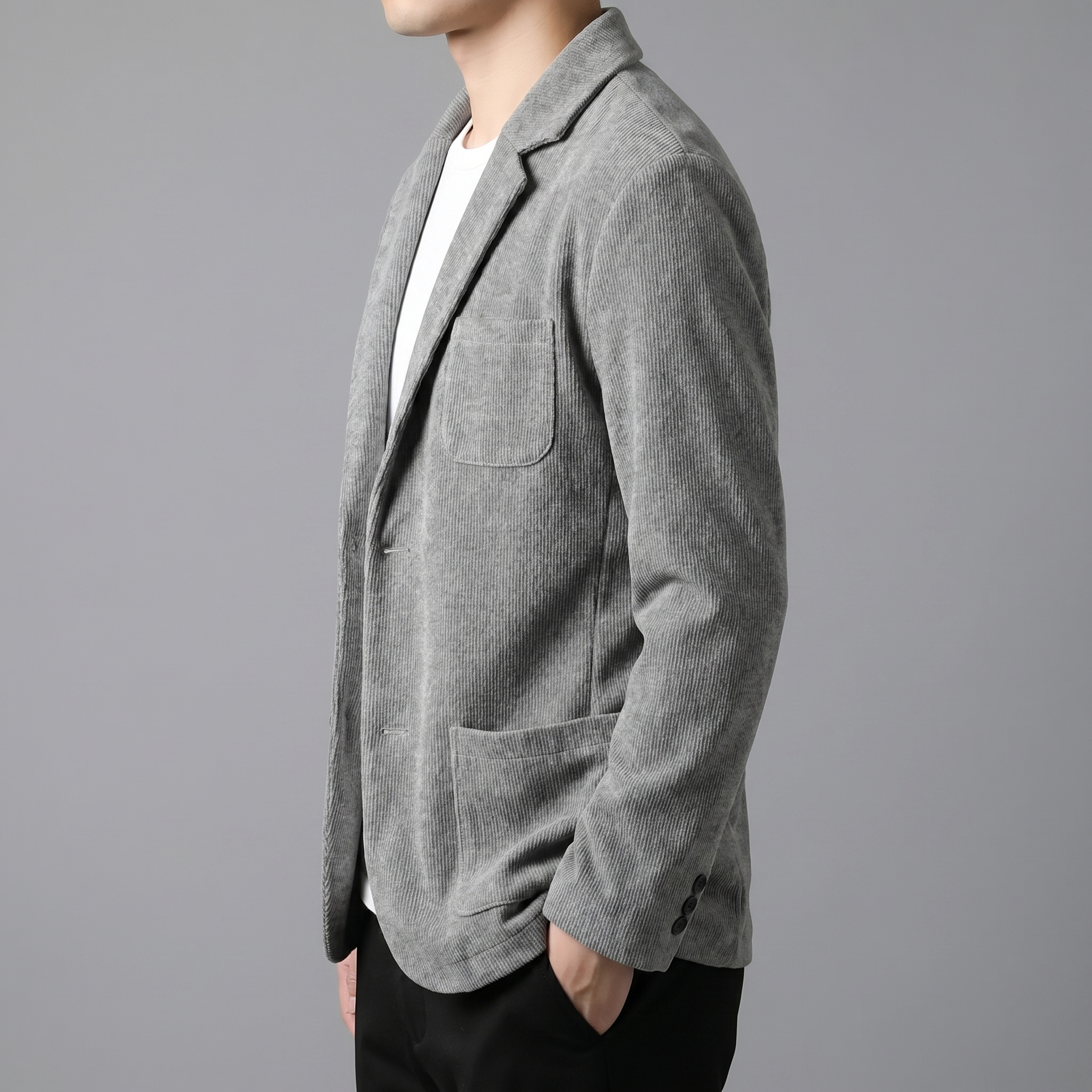 Casual Tailored Fit Jacket for Men with Lapel Collar