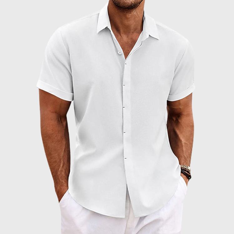 Short-Sleeve Linen Shirt Men - Summer Casual