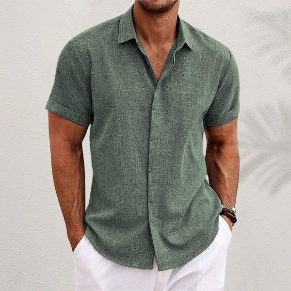 Short-Sleeve Linen Shirt Men - Summer Casual