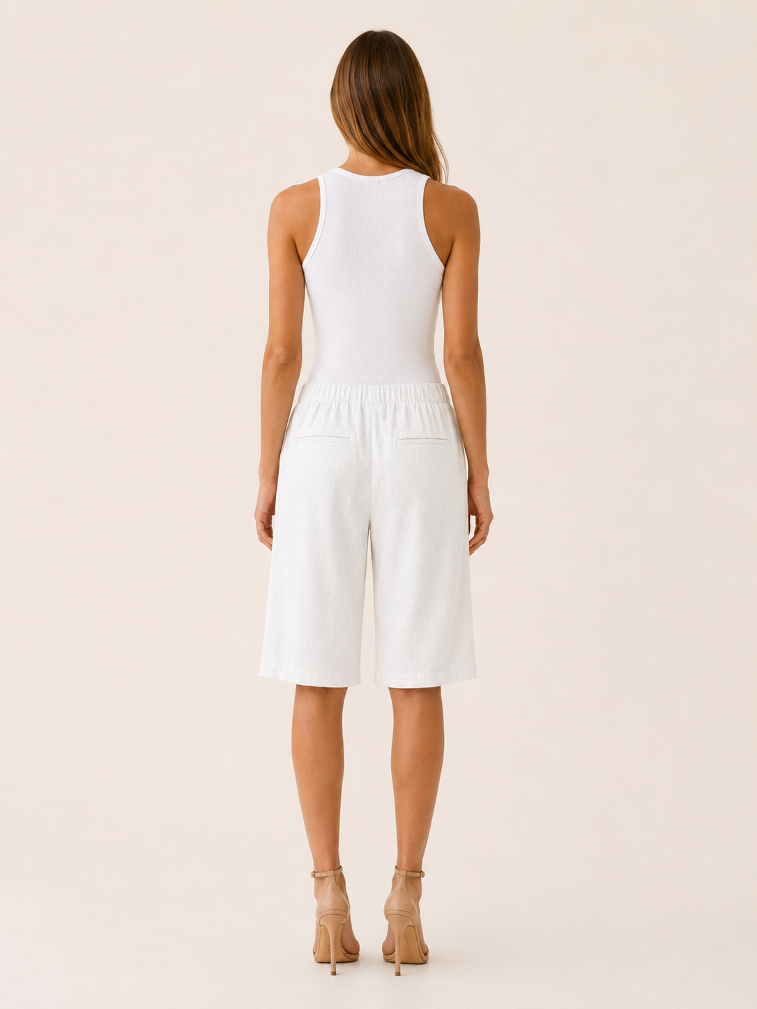 Women's Workout Shorts Elastic Waist Button Detail