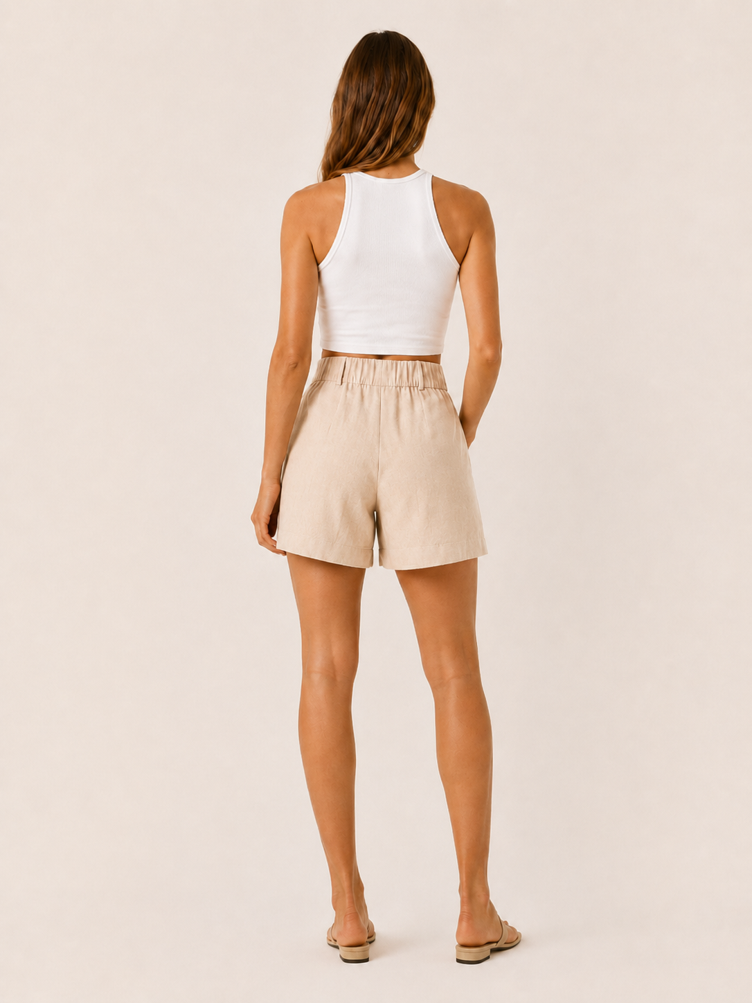 Women's Tailored Shorts High-Waisted Pleated Detail