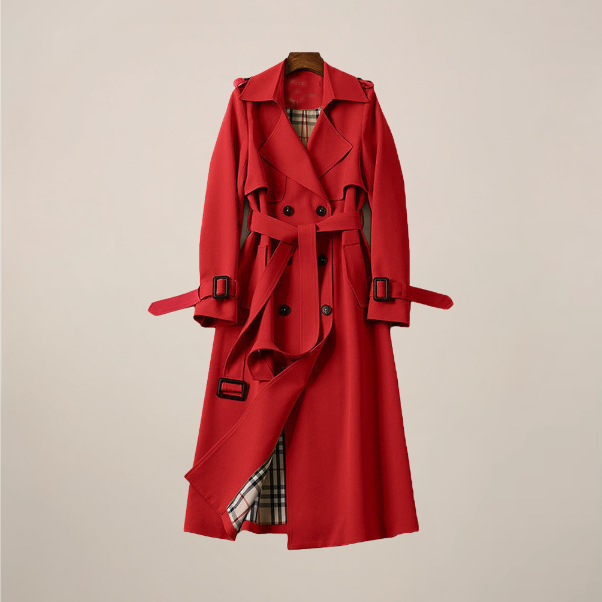 Women's Double-Breasted Belted Classic Trench Coat