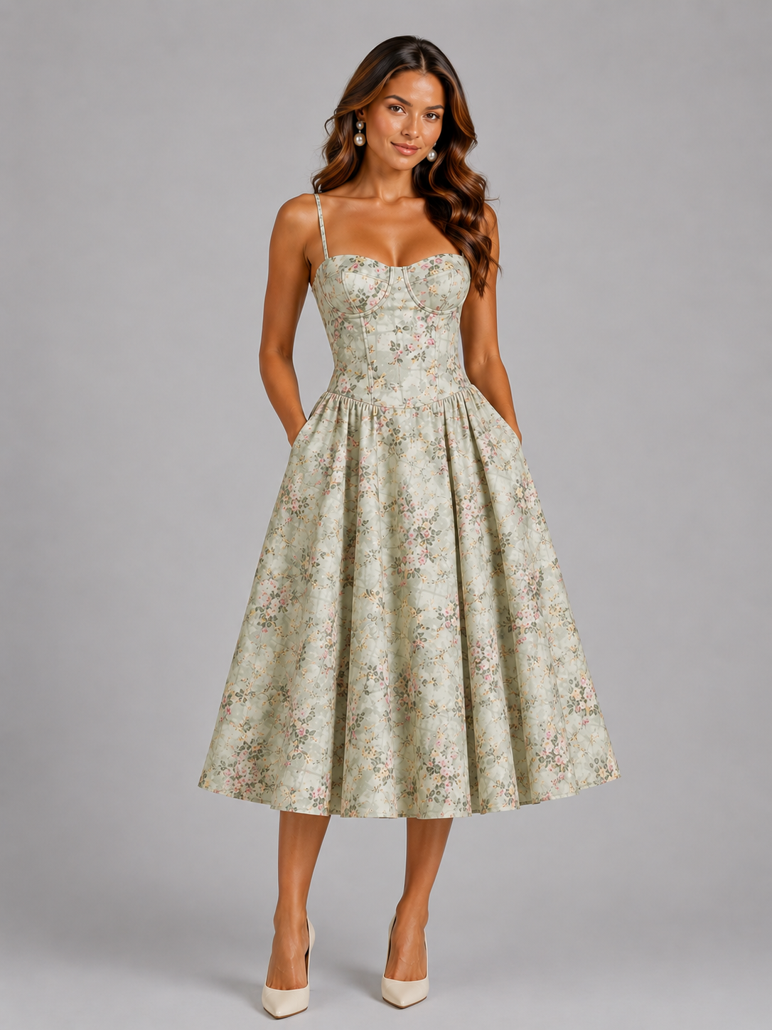 Women's Corset Midi Dress - Wedding Guest Dresses - Occasion Style
