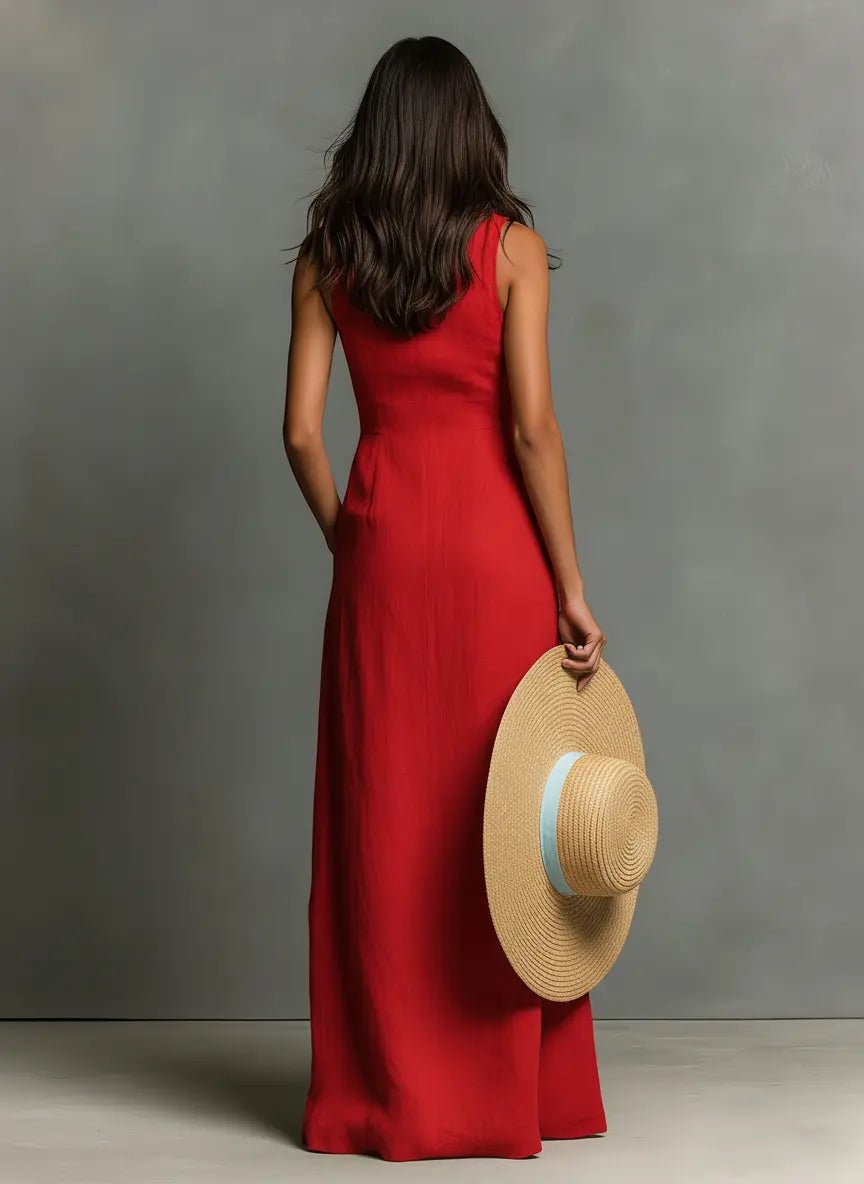 Women's Sleeveless Maxi Dress Shirt Style